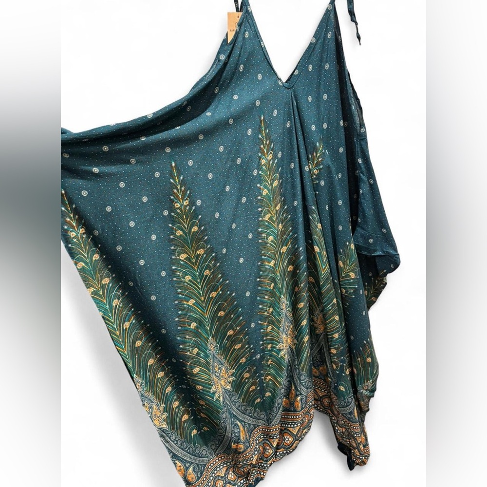 Teal and Gold Bohemian Jumpsuit